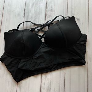 Strappy longline lined cup swim top XL